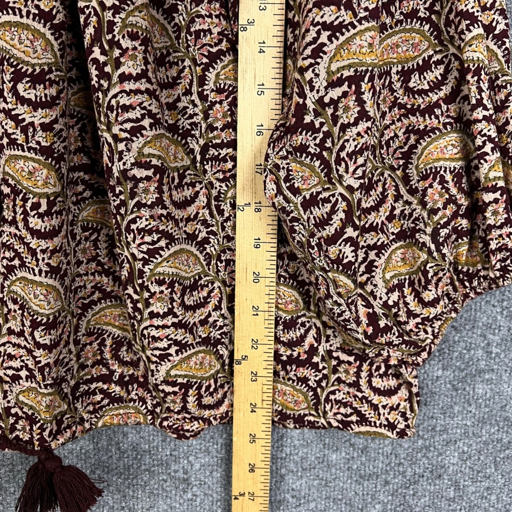Denim & Supply Ralph Lauren Paisley Peasant Blouse Tassel Top XL - Picture 4 of 7